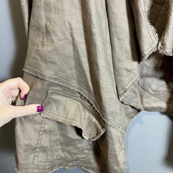 Free People Raw Hem Waterfall Femme Linen Jacket Sz S - Picture 4 of 12